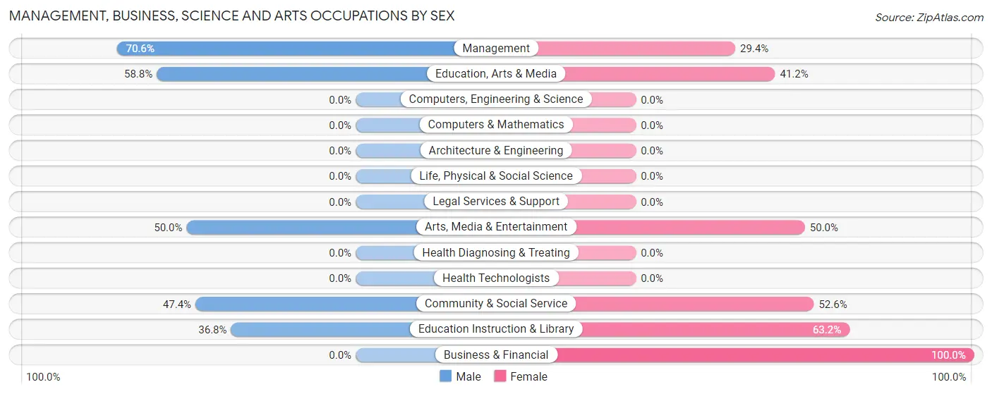 Management, Business, Science and Arts Occupations by Sex in Zip Code 74741
