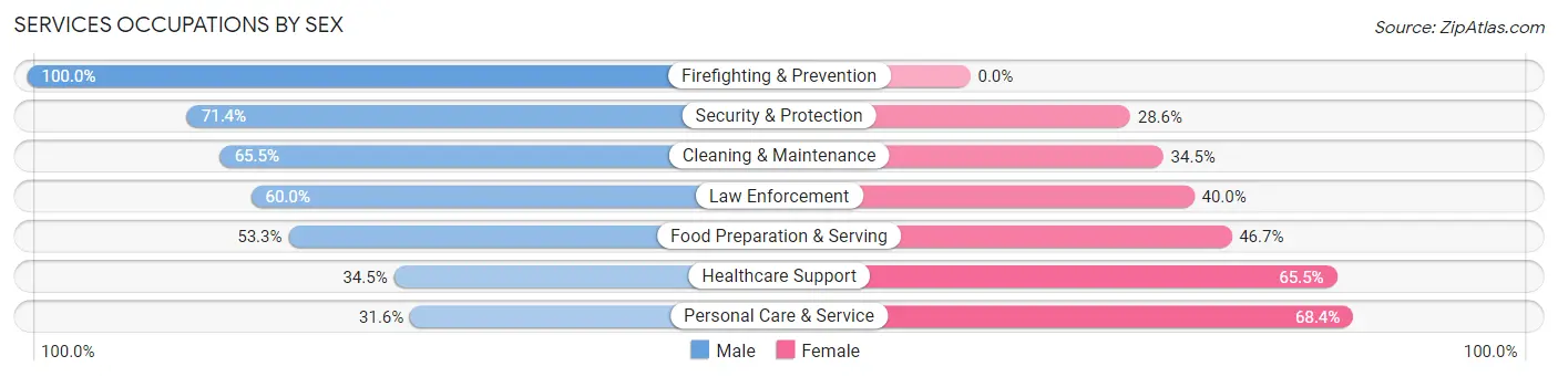 Services Occupations by Sex in Zip Code 74840
