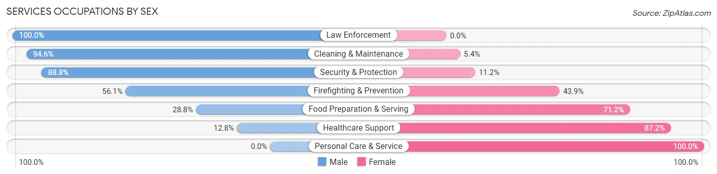 Services Occupations by Sex in Zip Code 74857