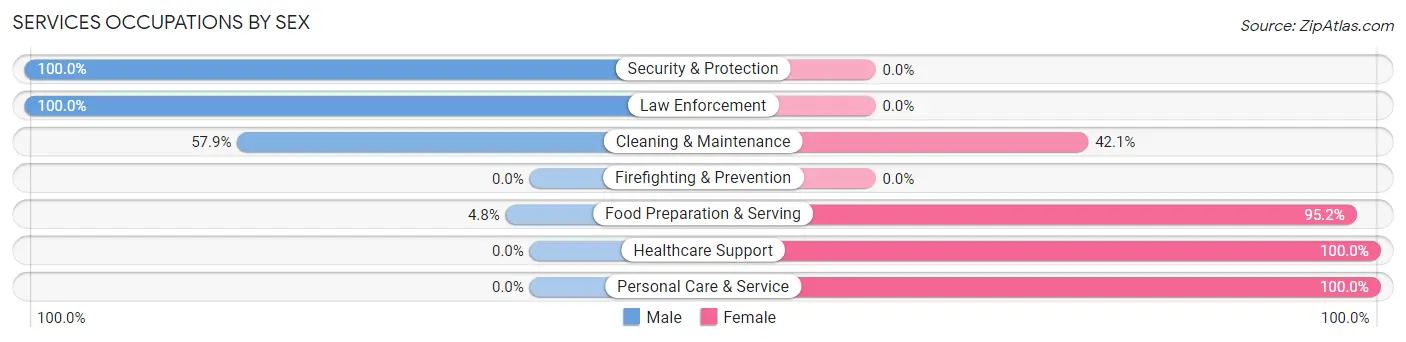 Services Occupations by Sex in Zip Code 74871