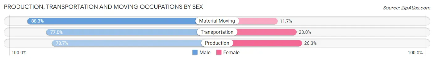 Production, Transportation and Moving Occupations by Sex in Zip Code 74873