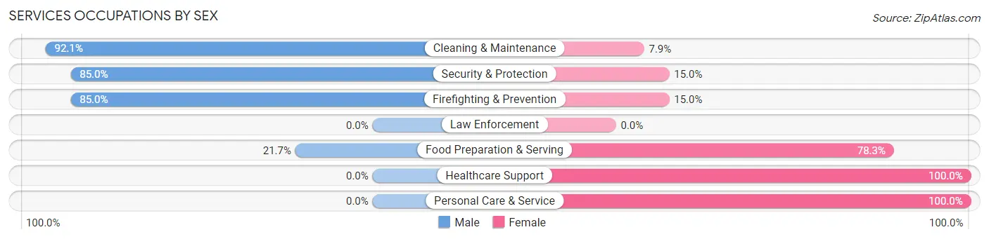 Services Occupations by Sex in Zip Code 74936