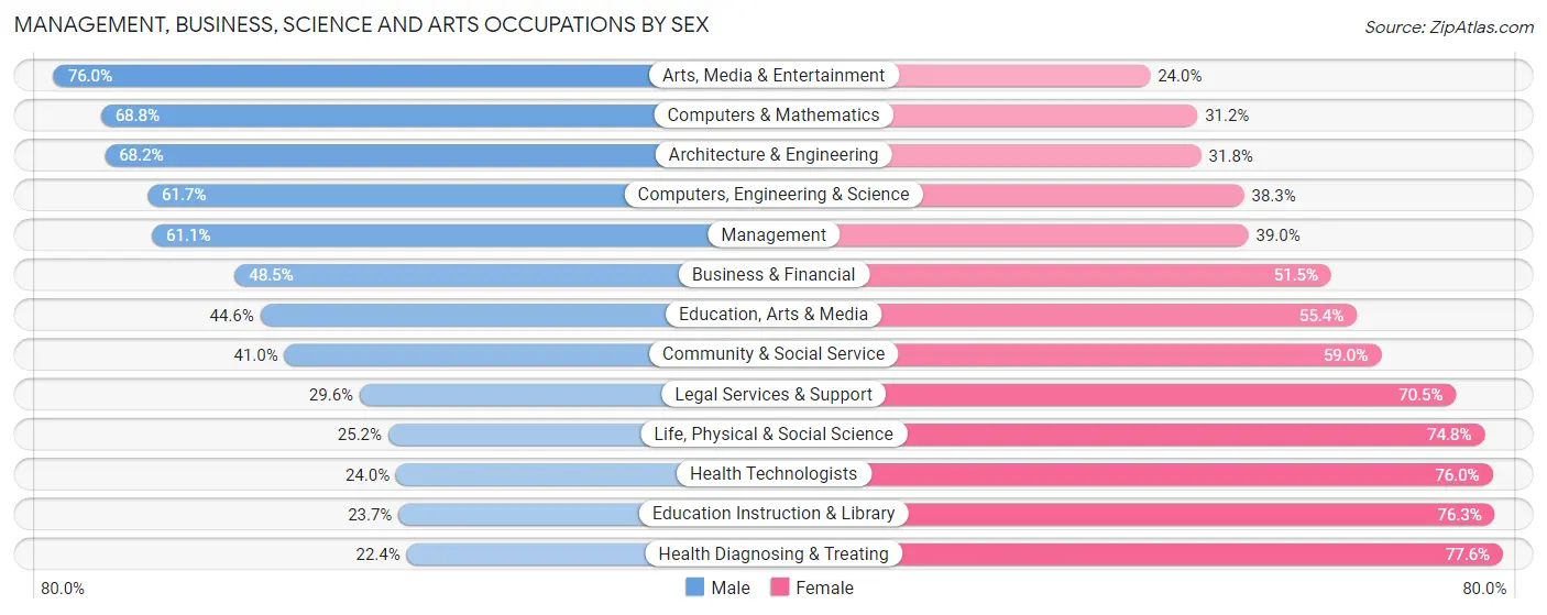 Management, Business, Science and Arts Occupations by Sex in Zip Code 75060