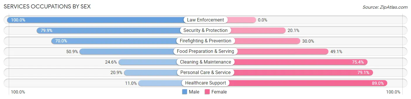 Services Occupations by Sex in Zip Code 75060