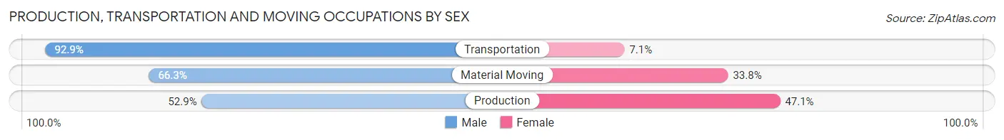 Production, Transportation and Moving Occupations by Sex in Zip Code 75061
