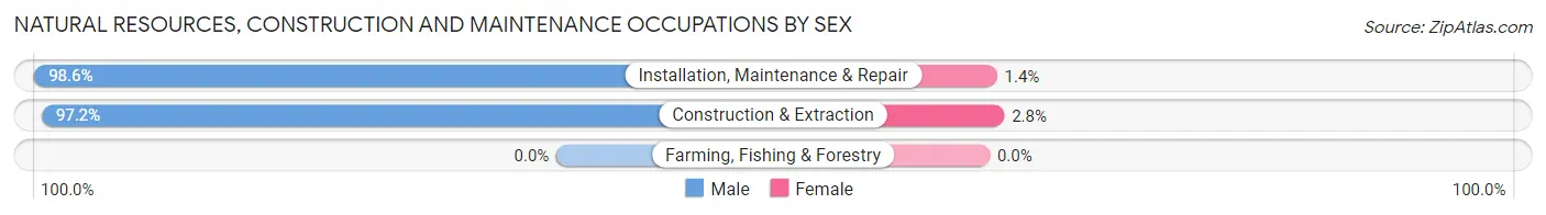 Natural Resources, Construction and Maintenance Occupations by Sex in Zip Code 75062