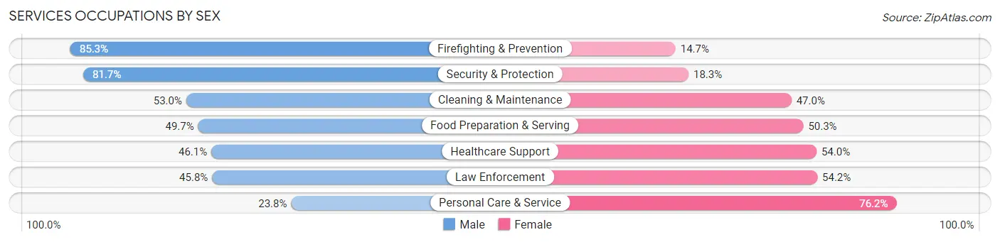 Services Occupations by Sex in Zip Code 75080