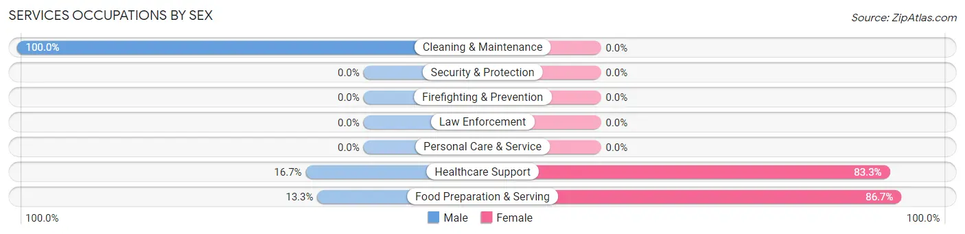 Services Occupations by Sex in Zip Code 75101