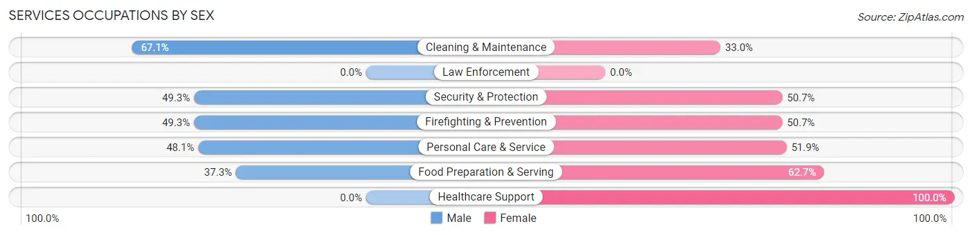 Services Occupations by Sex in Zip Code 75137