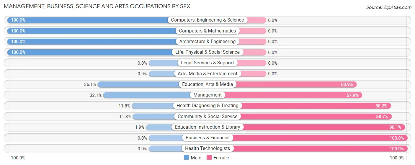 Management, Business, Science and Arts Occupations by Sex in Zip Code 75140