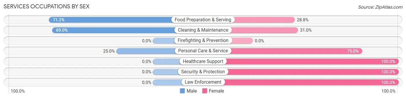 Services Occupations by Sex in Zip Code 75156
