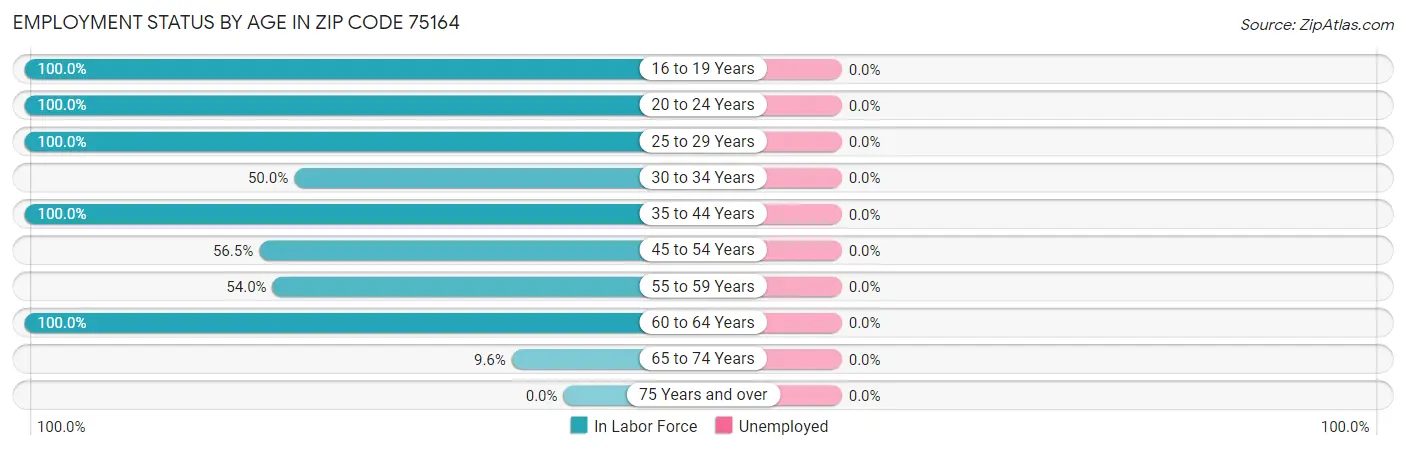 Employment Status by Age in Zip Code 75164