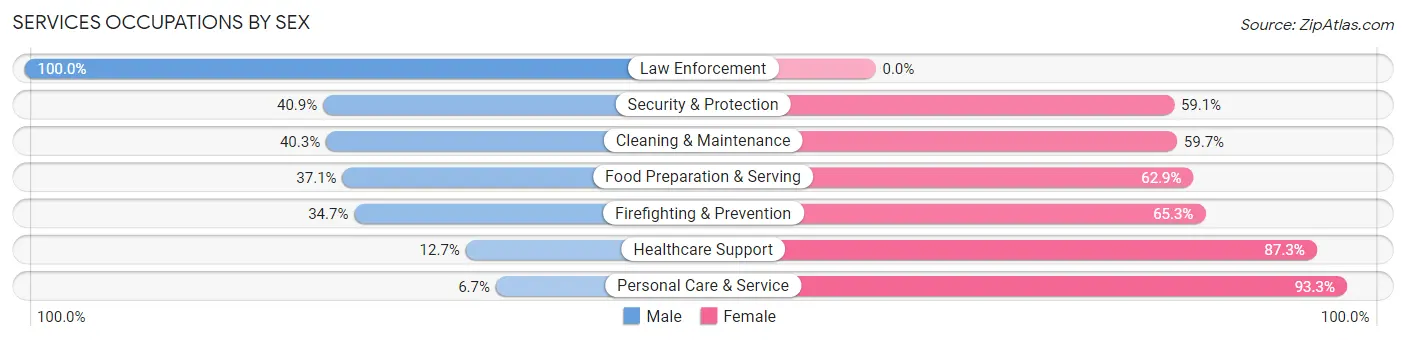 Services Occupations by Sex in Zip Code 75236