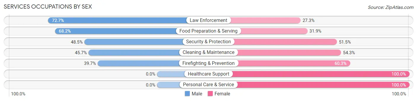 Services Occupations by Sex in Zip Code 75240