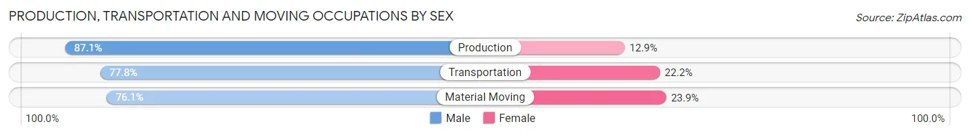 Production, Transportation and Moving Occupations by Sex in Zip Code 75401