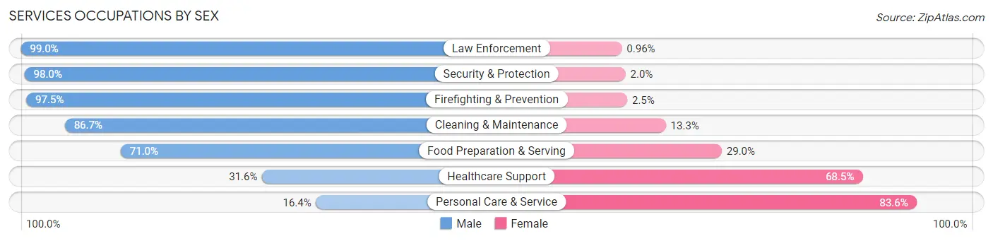 Services Occupations by Sex in Zip Code 75407