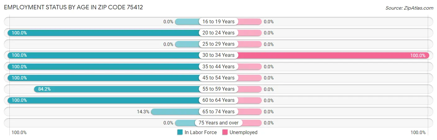 Employment Status by Age in Zip Code 75412