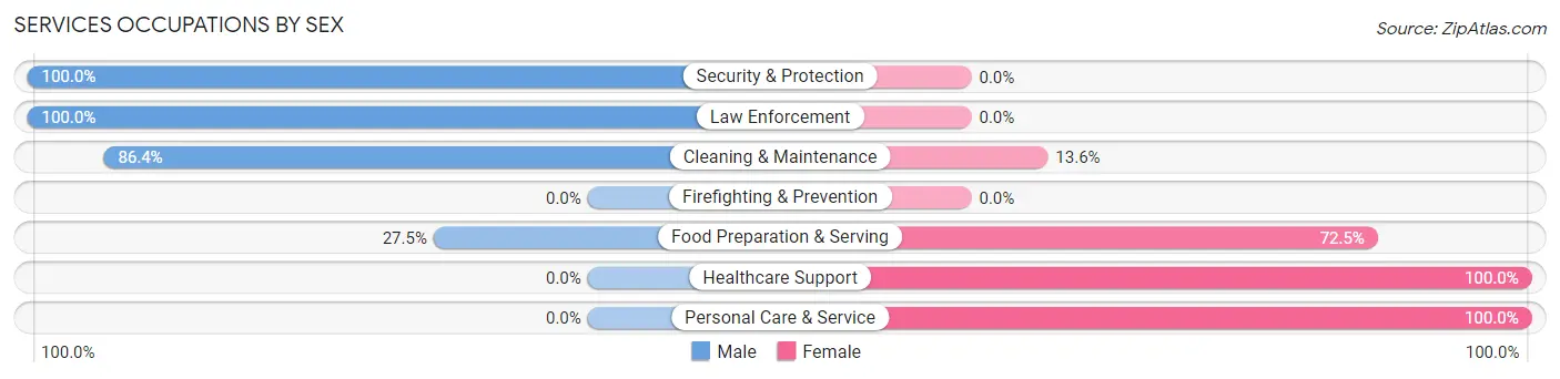 Services Occupations by Sex in Zip Code 75436