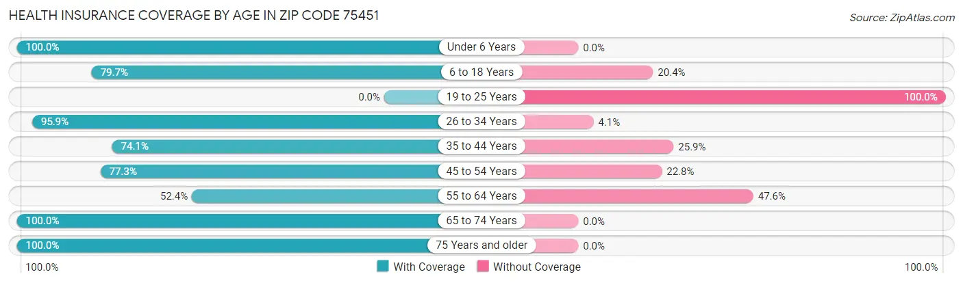 Health Insurance Coverage by Age in Zip Code 75451