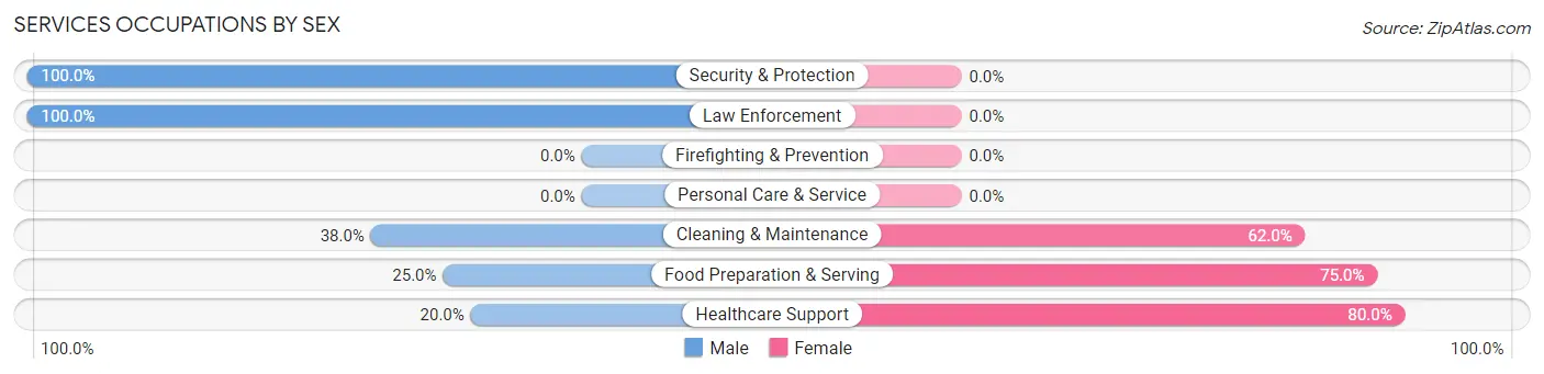 Services Occupations by Sex in Zip Code 75476