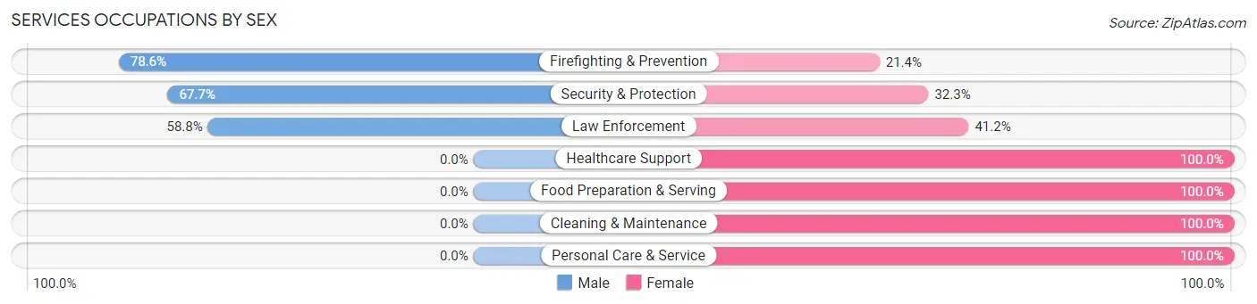 Services Occupations by Sex in Zip Code 75489