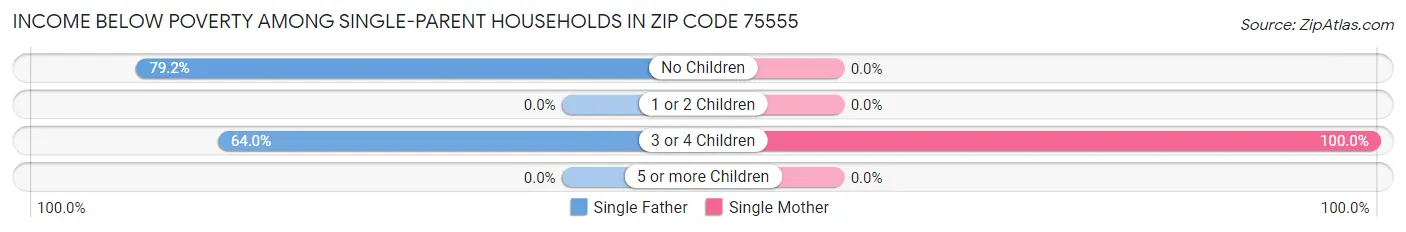 Income Below Poverty Among Single-Parent Households in Zip Code 75555