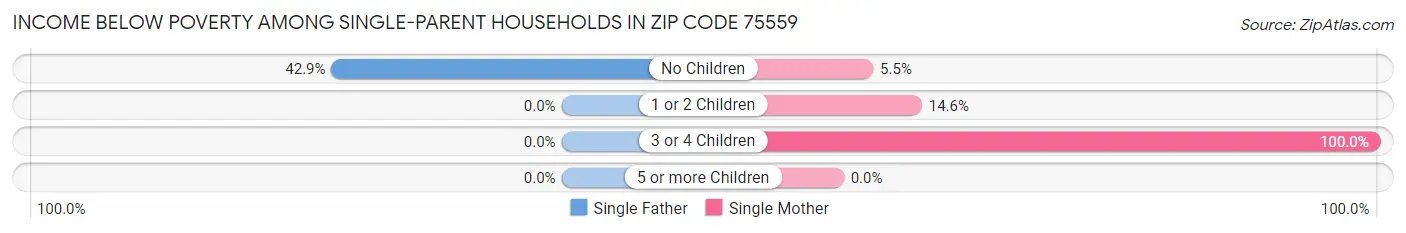 Income Below Poverty Among Single-Parent Households in Zip Code 75559