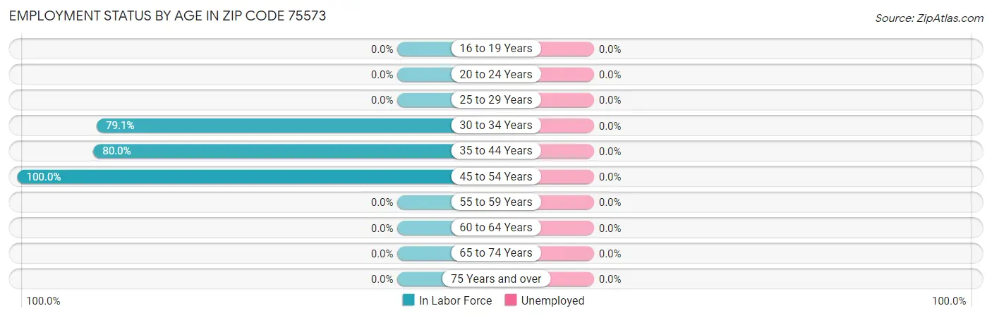 Employment Status by Age in Zip Code 75573