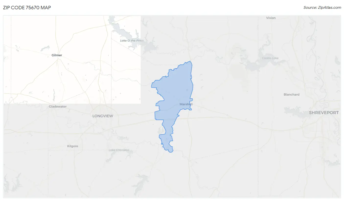 Zip Code 75670 Map