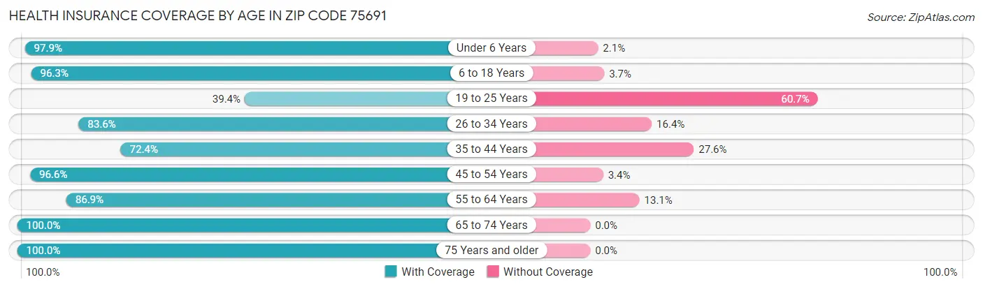 Health Insurance Coverage by Age in Zip Code 75691