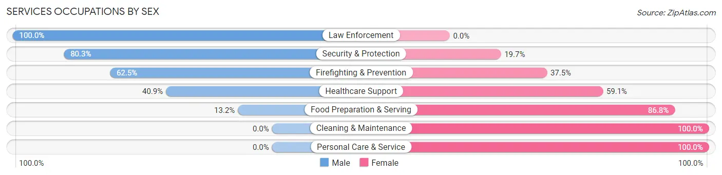 Services Occupations by Sex in Zip Code 75693