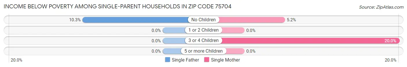 Income Below Poverty Among Single-Parent Households in Zip Code 75704
