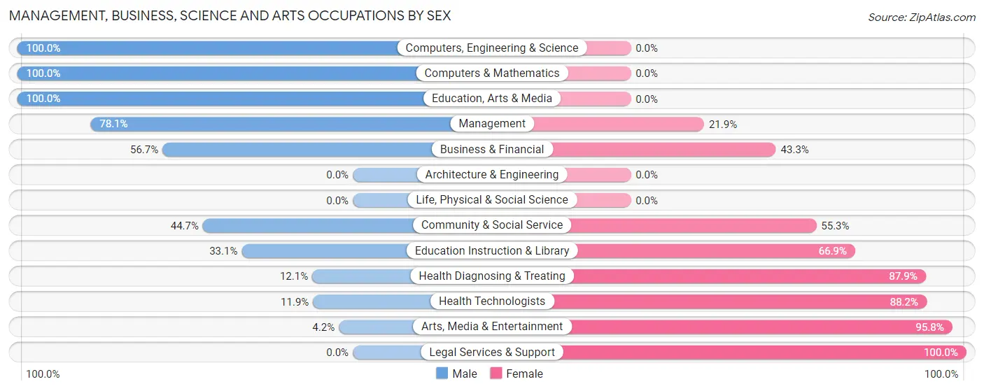 Management, Business, Science and Arts Occupations by Sex in Zip Code 75704