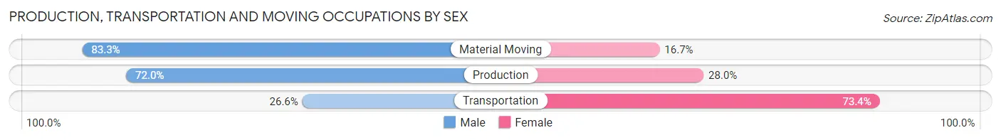 Production, Transportation and Moving Occupations by Sex in Zip Code 75704
