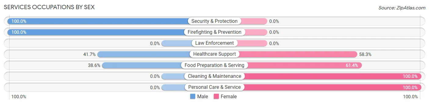 Services Occupations by Sex in Zip Code 75750