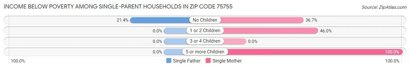 Income Below Poverty Among Single-Parent Households in Zip Code 75755