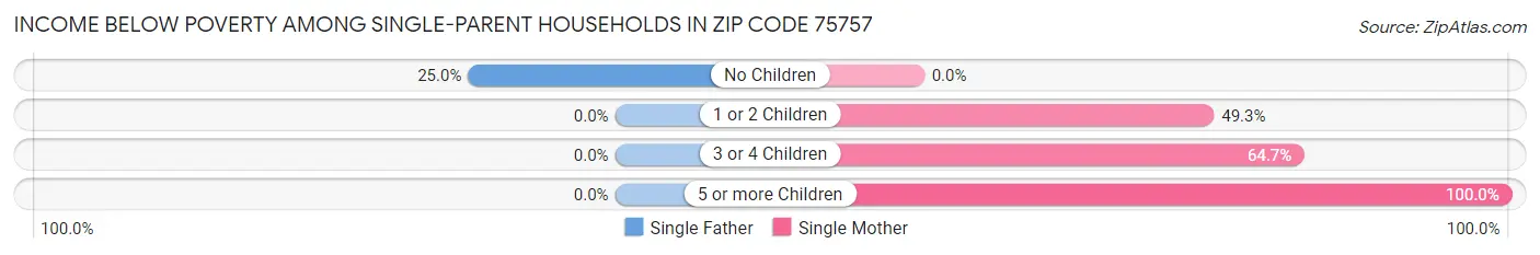 Income Below Poverty Among Single-Parent Households in Zip Code 75757
