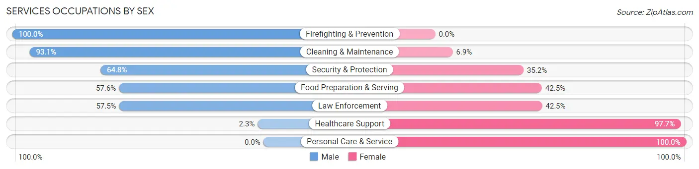 Services Occupations by Sex in Zip Code 75762