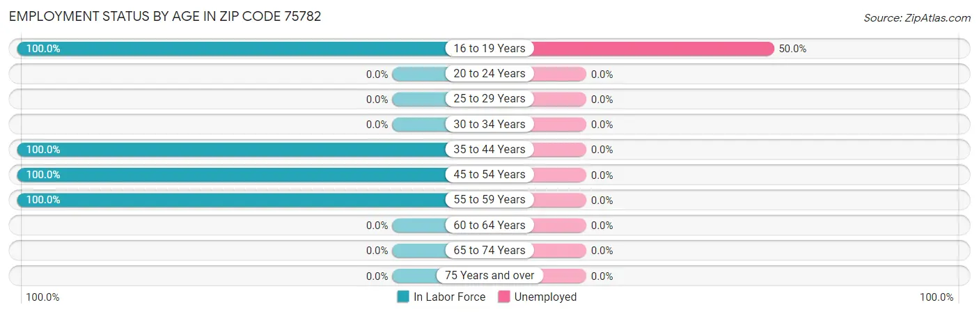 Employment Status by Age in Zip Code 75782