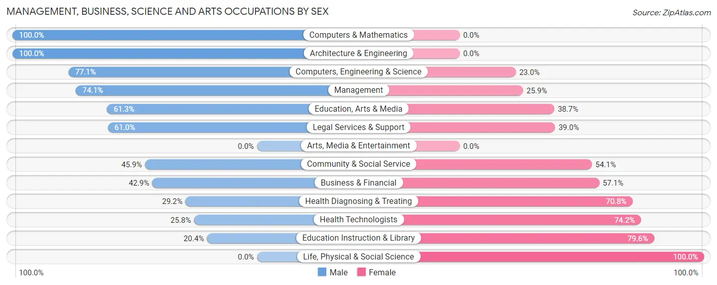 Management, Business, Science and Arts Occupations by Sex in Zip Code 75785