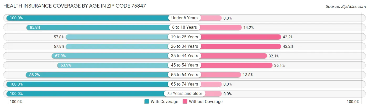 Health Insurance Coverage by Age in Zip Code 75847
