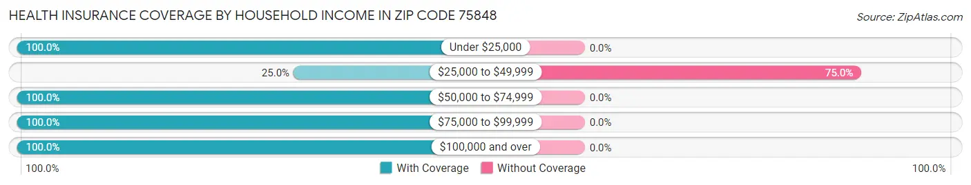 Health Insurance Coverage by Household Income in Zip Code 75848