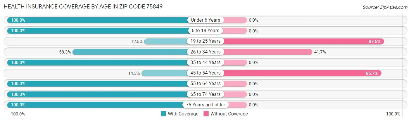 Health Insurance Coverage by Age in Zip Code 75849