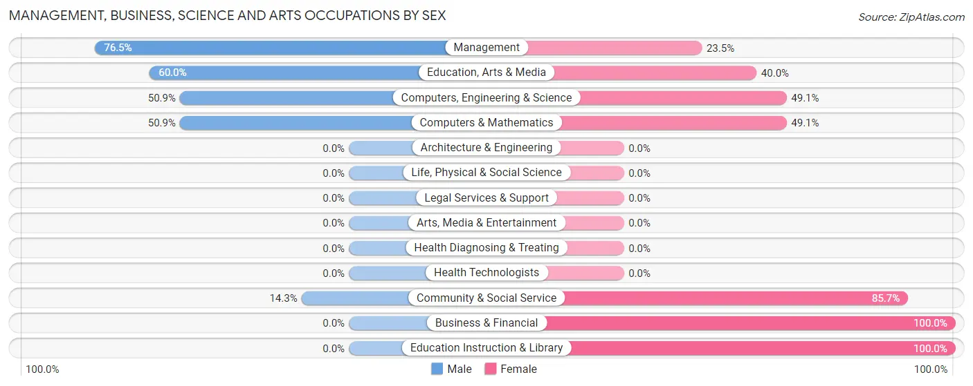 Management, Business, Science and Arts Occupations by Sex in Zip Code 75929