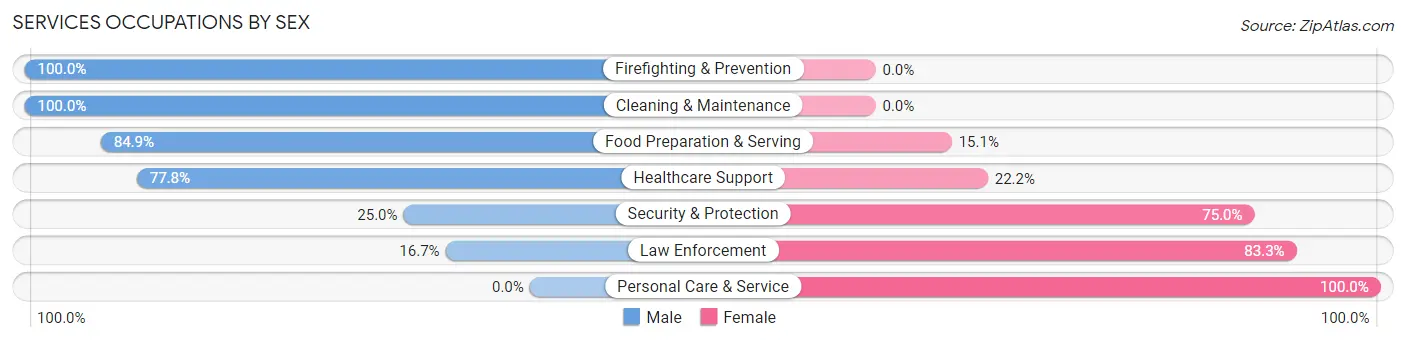 Services Occupations by Sex in Zip Code 75936