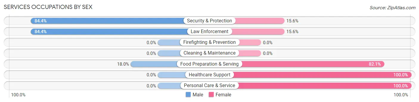 Services Occupations by Sex in Zip Code 75938