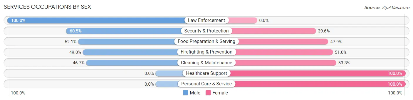 Services Occupations by Sex in Zip Code 75949