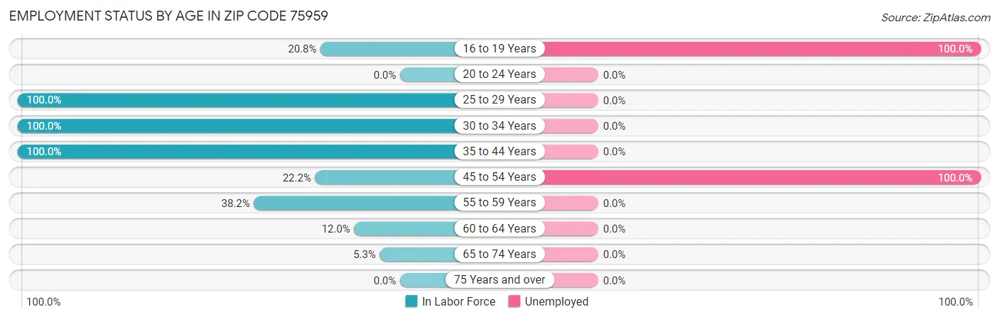 Employment Status by Age in Zip Code 75959