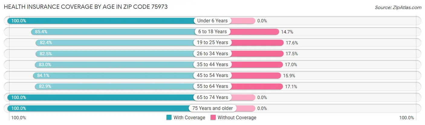 Health Insurance Coverage by Age in Zip Code 75973