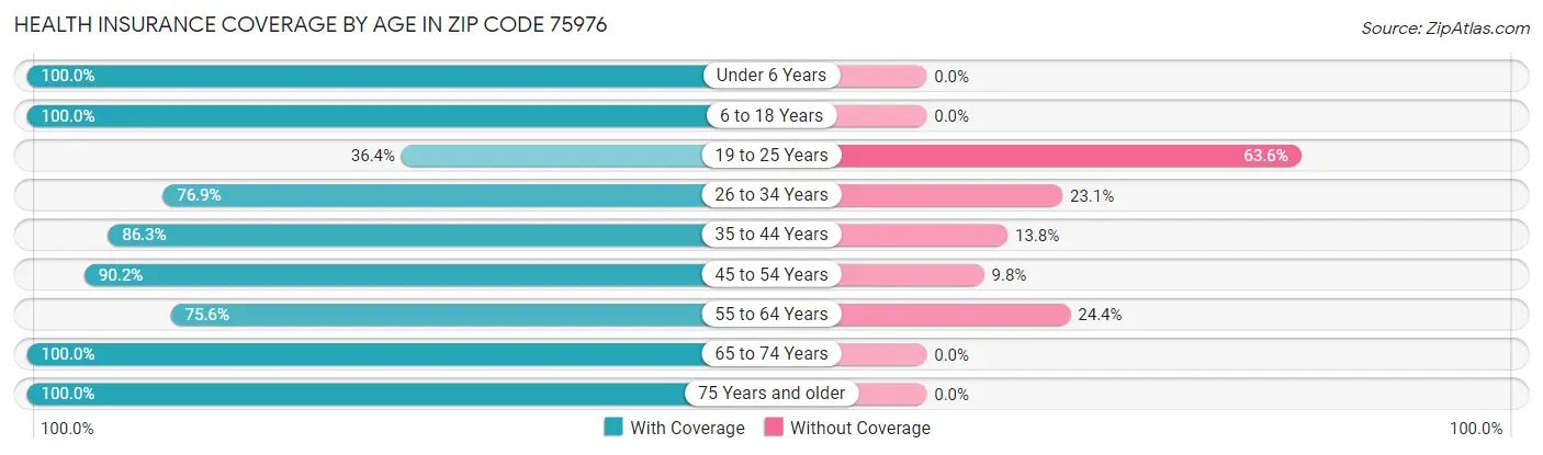 Health Insurance Coverage by Age in Zip Code 75976